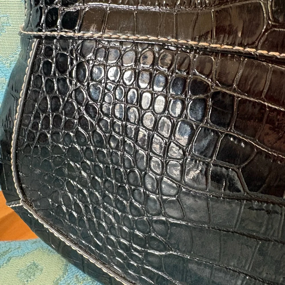 Nine West Black SilverCroc Embossed Clutch One Size